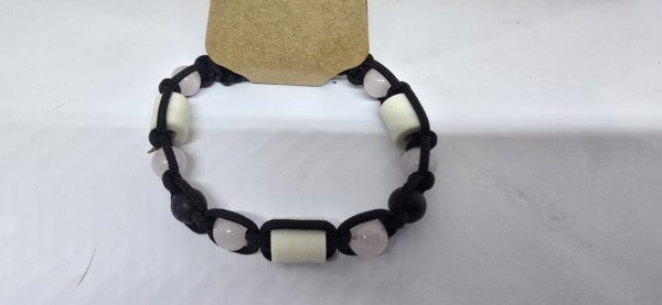 Bracelet en céramique EM et quartz rose pour humain