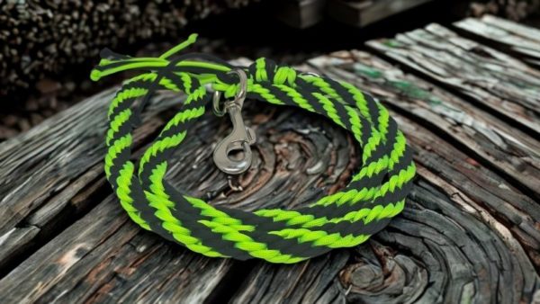 Laisse 1m - Vert néon - noir - Les colliers de Ripley